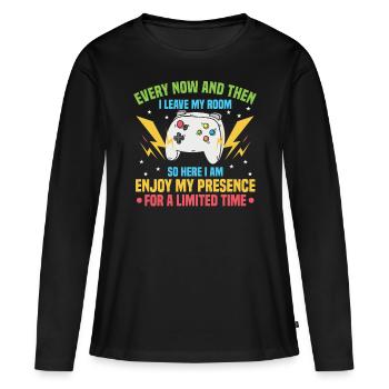 Conception de jeux pour les joueurs - T-shirt manches longues Premium bio Femme - noir - Devant - Julia (174cm)