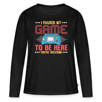 Niveau 40 Déverrouillé - T-shirt manches longues Premium bio Femme - noir - Devant - Julia (174cm)
