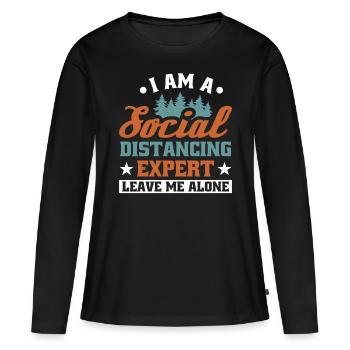 Je suis un expert social - T-shirt manches longues Premium bio Femme - noir - Devant - Julia (174cm)