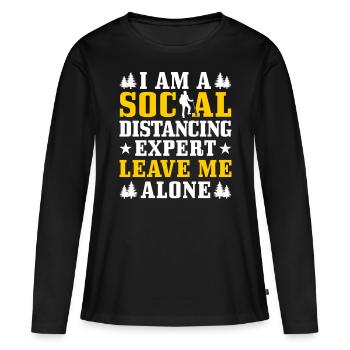 Je suis un expert social - T-shirt manches longues Premium bio Femme - noir - Devant - Julia (174cm)