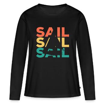 Cadeau de voile rétro vintage pour les marins et les skippersv - T-shirt manches longues Premium bio Femme - noir - Devant - Julia (174cm)