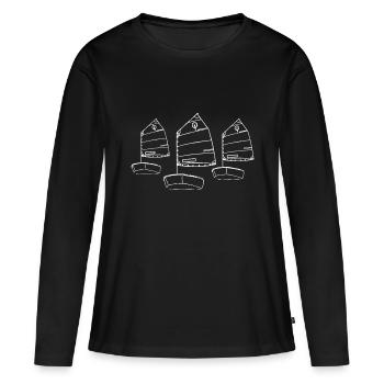 Opti Voilier Junior Racing Sailing Race White Log - T-shirt manches longues Premium bio Femme - noir - Devant - Julia (174cm)