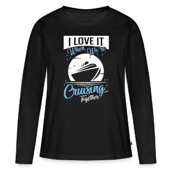 Passendes Paar Kreuzfahrt Kreuzfahrtschiff Geschenk - Frauen Premium Bio Langarmshirt - Schwarz - Vorne - Julia (174cm)