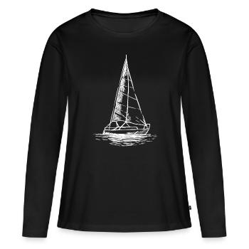 Sailor Boating Anchor - Simple Line Drawing Sailbo - Women's Premium Organic Long Sleeve Shirt - black - Front - Julia (174cm)