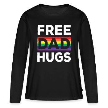 Papa libre embrasse l’arc-en-ciel et le drapeau transgenre - T-shirt manches longues Premium bio Femme - noir - Devant - Julia (174cm)