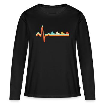 Kayak Retro Heartbeat - T-shirt manches longues Premium bio Femme - noir - Devant - Julia (174cm)