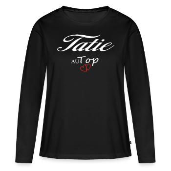 Tatie Au Top Idée Cadeau - T-shirt manches longues Premium bio Femme - noir - Devant - Julia (174cm)