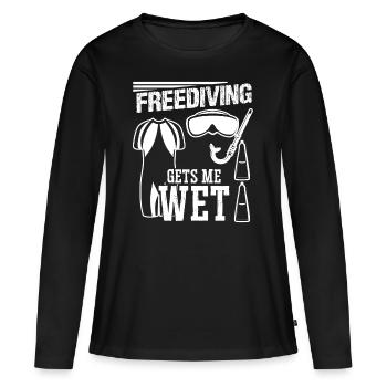 Freediving Gets Me Wet Freediver Apnea Diving Dive - Frauen Premium Bio Langarmshirt - Schwarz - Vorne - Julia (174cm)