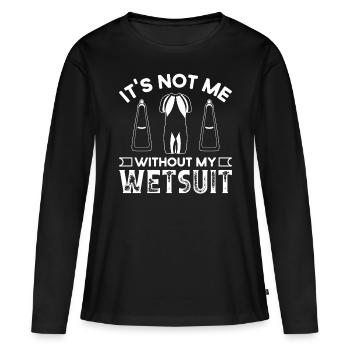 L’apnée Pas moi sans ma combinaison d’apnéiste - T-shirt manches longues Premium bio Femme - noir - Devant - Julia (174cm)
