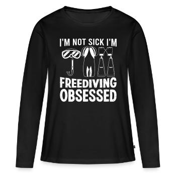 Freediving Obsessed Freediver Apnea Diving Dive - Frauen Premium Bio Langarmshirt - Schwarz - Vorne - Julia (174cm)