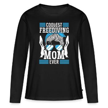 Freediver Coolest Freediving Mom Ever Apnea Diving - Frauen Premium Bio Langarmshirt - Schwarz - Vorne - Julia (174cm)