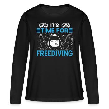 Freediver Time For Freediving Apnea Diving Dive - Frauen Premium Bio Langarmshirt - Schwarz - Vorne - Julia (174cm)