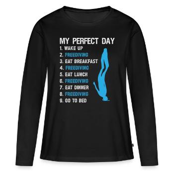 Freediver Perfect Day Freediving Apnea Diving Dive - Frauen Premium Bio Langarmshirt - Schwarz - Vorne - Julia (174cm)