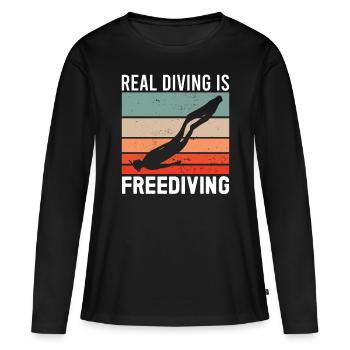 Freediver Real Diving Freediving Apnea Diving Dive - Frauen Premium Bio Langarmshirt - Schwarz - Vorne - Julia (174cm)
