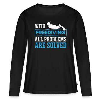 Freediving All Problems Solved Freediver Diving - Frauen Premium Bio Langarmshirt - Schwarz - Vorne - Julia (174cm)
