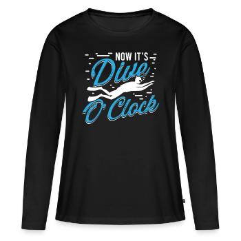 Freediving Dive Oclock Freediver Apnea Diving Dive - Frauen Premium Bio Langarmshirt - Schwarz - Vorne - Julia (174cm)