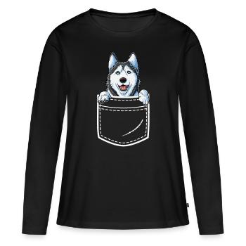 Siberian Husky in Your Front Pocket T Shirt Dog Lo - Women's Premium Organic Long Sleeve Shirt - black - Front - Julia (174cm)