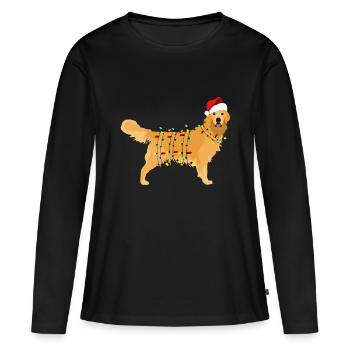 Weihnachten Golden Retriever Frohes Neues Jahr Geschenk für - Frauen Premium Bio Langarmshirt - Schwarz - Vorne - Julia (174cm)