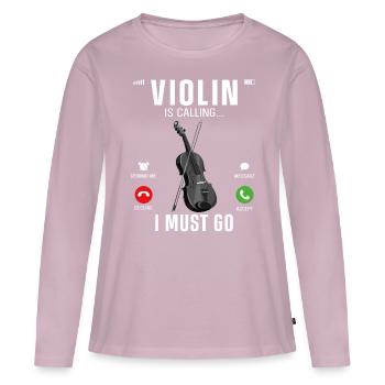 Violin Violinist Phone Display - Women's Premium Organic Long Sleeve Shirt - dusky pink - Front - Julia (174cm)