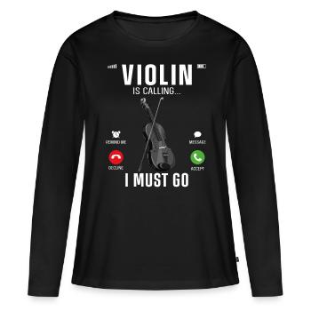 Violin Violinist Phone Display - Frauen Premium Bio Langarmshirt - Schwarz - Vorne - Julia (174cm)