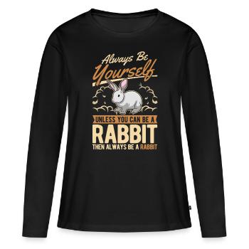 Lapin lapin lapin lapin - T-shirt manches longues Premium bio Femme - noir - Devant - Julia (174cm)