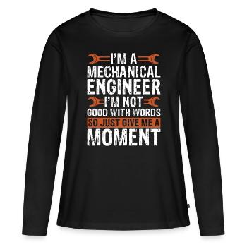 Je suis ingénieur en mécanique, je ne suis pas bon mécanicien - T-shirt manches longues Premium bio Femme - noir - Devant - Julia (174cm)