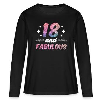 18 et fabuleuse fête dix-huit ans - T-shirt manches longues Premium bio Femme - noir - Devant - Julia (174cm)