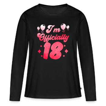 J’ai officiellement 18 dix-huit ans fête mon anniversaire - T-shirt manches longues Premium bio Femme - noir - Devant - Julia (174cm)