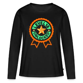 Level 18 Unlocked Celebration Eighteen Birthday - Women's Premium Organic Long Sleeve Shirt - black - Front - Julia (174cm)