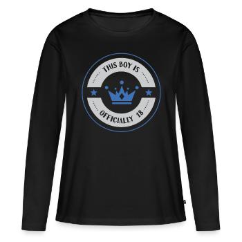 This boy is officially 18 birthday eighteen - Women's Premium Organic Long Sleeve Shirt - black - Front - Julia (174cm)