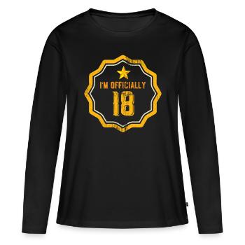 J’ai officiellement 18 dix-huit fête d’anniversaire - T-shirt manches longues Premium bio Femme - noir - Devant - Julia (174cm)