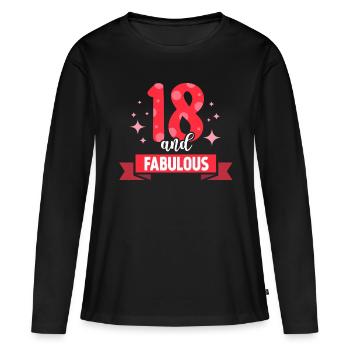 18 et fabuleuse fête d’anniversaire dix-huit - T-shirt manches longues Premium bio Femme - noir - Devant - Julia (174cm)