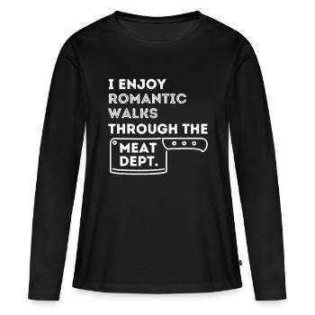 Ich genieße romantische Spaziergänge - Funny BBQ Smoker Barbecue - Frauen Premium Bio Langarmshirt - Schwarz - Vorne - Julia (174cm)