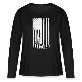 Drôle de conception de barbecue! Pour les amateurs de tabac, griller un - T-shirt manches longues Premium bio Femme - noir - Devant - Julia (174cm)