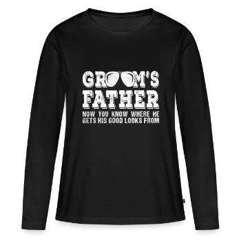 Vater des Bräutigams Shirt | Hochzeitskostüm Bräutigam" - Frauen Premium Bio Langarmshirt - Schwarz - Vorne - Julia (174cm)