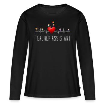 Teacher Assistant Heartbeat - Frauen Premium Bio Langarmshirt - Schwarz - Vorne - Julia (174cm)