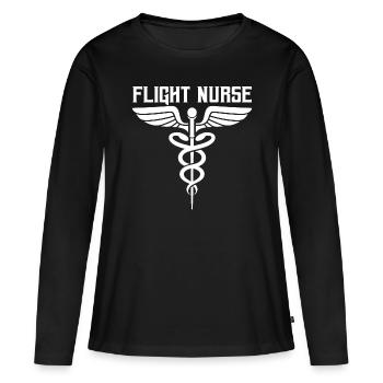 Médecin de vol Profession Infirmière de vol Médecin de vol - T-shirt manches longues Premium bio Femme - noir - Devant - Julia (174cm)