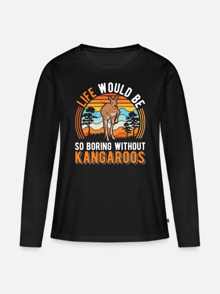 Australisches Känguru Australien Kangaroo - Frauen Premium Bio Langarmshirt - Schwarz