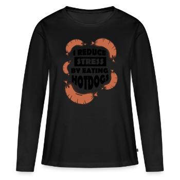 Saucisse Hotdog Snack Mangez la faim - T-shirt manches longues Premium bio Femme - noir - Devant - Julia (174cm)