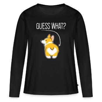 Ratet mal was? Corgi Hintern Lustiges Welsh Corgi Kostüm D - Frauen Premium Bio Langarmshirt - Schwarz - Vorne - Julia (174cm)