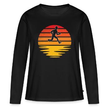 Jogging Rétro - T-shirt manches longues Premium bio Femme - noir - Devant - Julia (174cm)