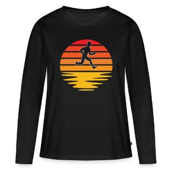 Jogging Rétro - T-shirt manches longues Premium bio Femme - noir - Devant - Julia (174cm)