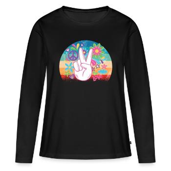 Hippie - T-shirt manches longues Premium bio Femme - noir - Devant - Julia (174cm)