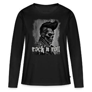 Rock’n’Roll Horreur Punk Zombie Skull - T-shirt manches longues Premium bio Femme - noir - Devant - Julia (174cm)
