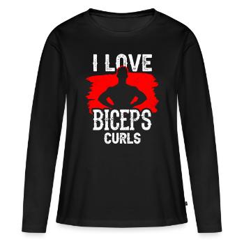 J’aime biceps boucles dictons biceps muscles - T-shirt manches longues Premium bio Femme - noir - Devant - Julia (174cm)