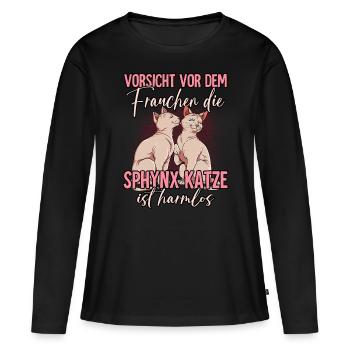 Sphynx Katzen - Frauen Premium Bio Langarmshirt - Schwarz - Vorne - Julia (174cm)