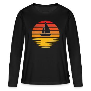 Rétro de la voile - T-shirt manches longues Premium bio Femme - noir - Devant - Julia (174cm)