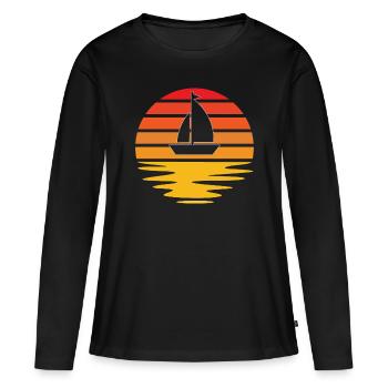 Rétro de la voile - T-shirt manches longues Premium bio Femme - noir - Devant - Julia (174cm)