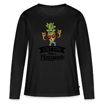 Ananas frais - T-shirt manches longues Premium bio Femme - noir - Devant - Julia (174cm)