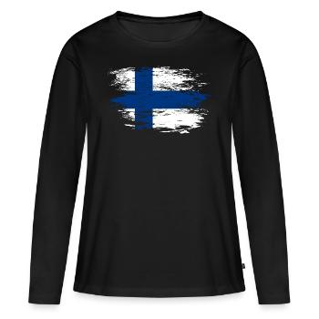 Drapeau finlandais utilisé - T-shirt manches longues Premium bio Femme - noir - Devant - Julia (174cm)